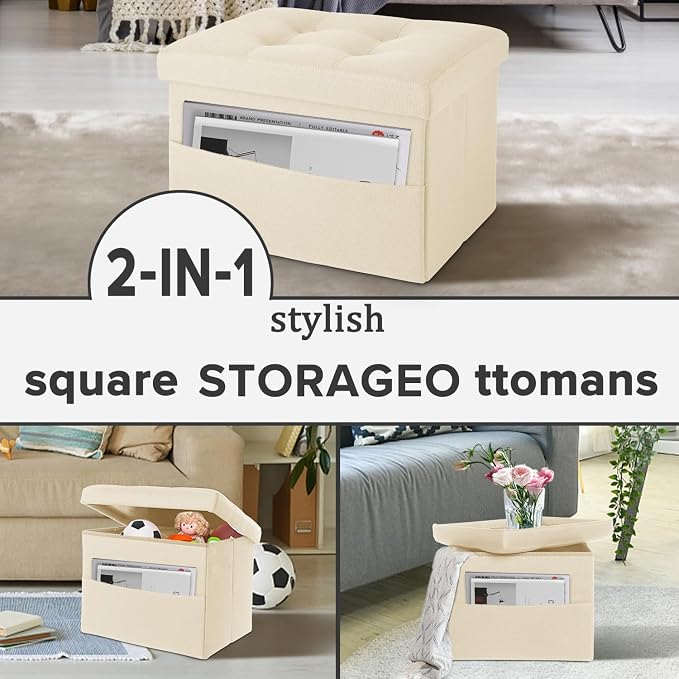 LINMAGCO Storage Ottoman Folding Foot Stool Foot Rest - Image 7