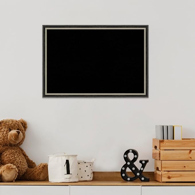 Amanti Art Black Cork Board for Wall, 13x19 Vision Board with Black Wood Frame, Small Corkboard Office Decor for Home Organization, Modern Corkboard Pinboard to Display Items for Home Organization in-DeskLoop Office