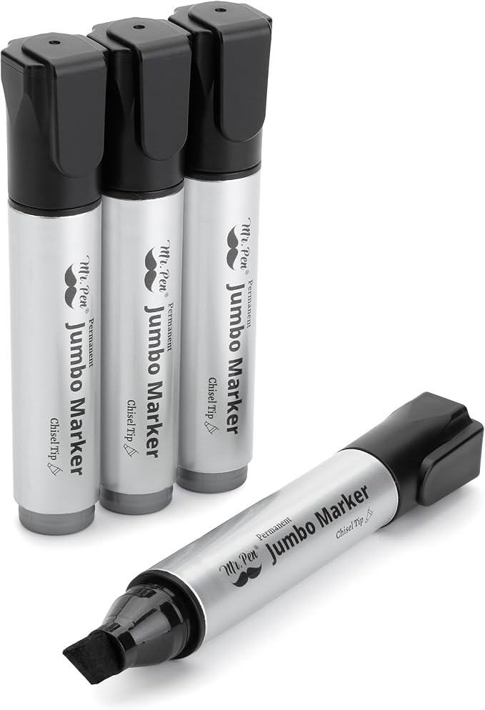Mr. Pen- Jumbo Permanent Markers, 4 Pack, Chisel Tip | Wide Tip, Thick by MrPen