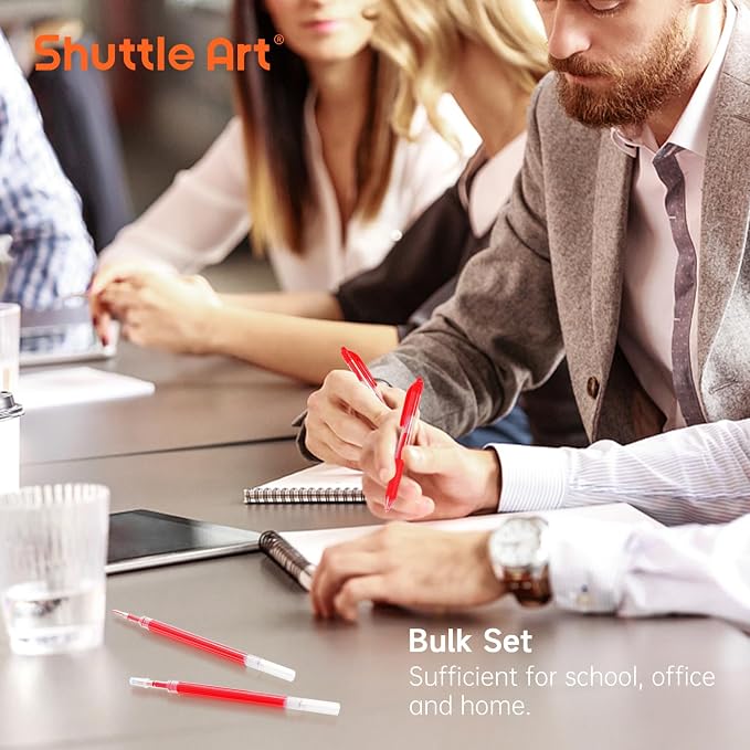 Retractable Gel Pen Refills, Shuttle Art 30 Pack Red Rollerball Gel Ink Pens - Image 7