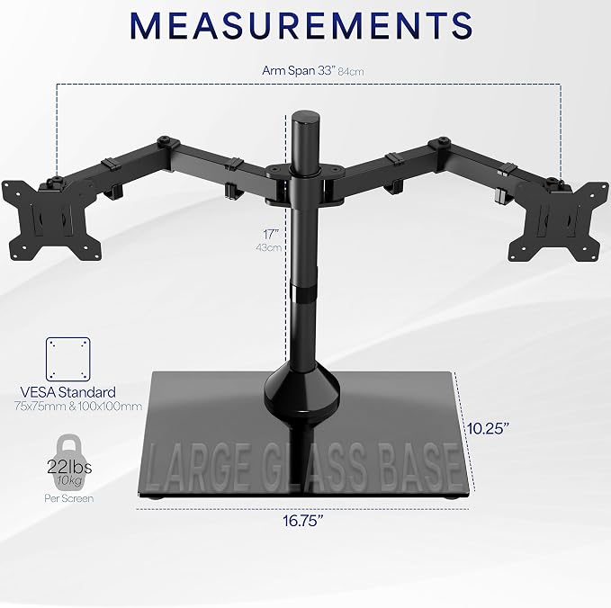 VIVO Freestanding Dual Monitor Stand - Image 4