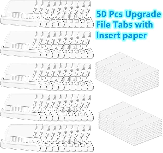 Folder Labels, 50+50 Sets of Hanging Folder Label Tabs and Inserts - Image 3