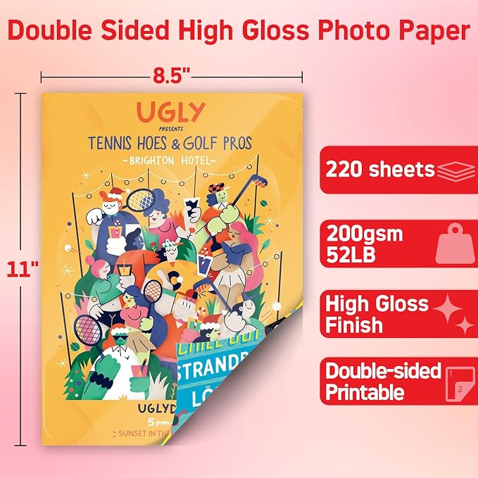 HARtwii 220 Sheets Double Side High Glossy Photo Paper 8.5x11 Inches 54lbs - Image 2