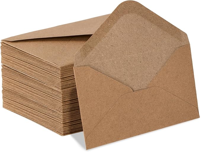 Goefun 100 Pack Mini Kraft Gift Card Envelopes 4 x 2.75 Inches | 120 GSM Brown by Goefun