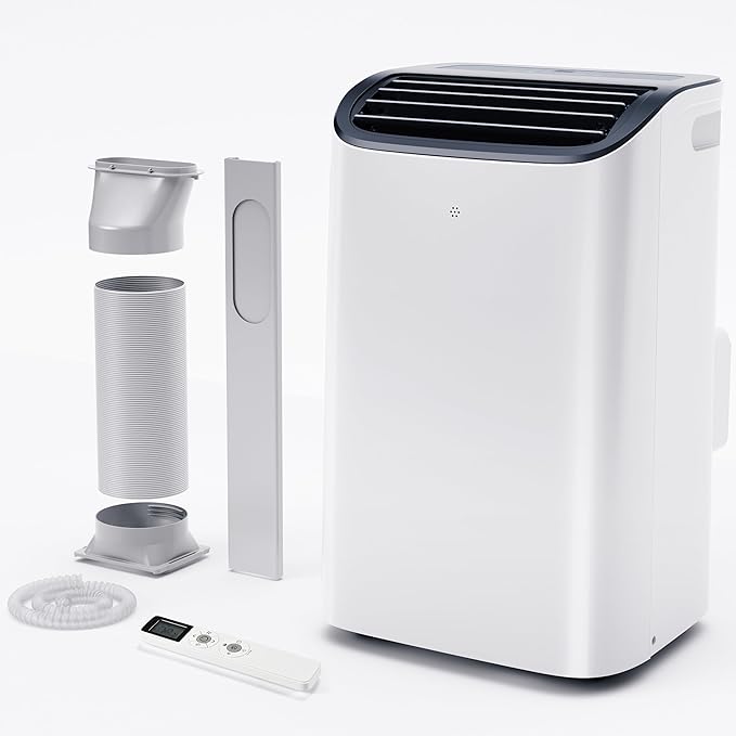 EUHOMY Portable Air Conditioners, 14000 BTU Portable AC Unit up to 700 Sq.Ft, 4-in-1 Portable Air Conditioner with Cool,mDehumidifier, Fan, Sleep Mode, 24H Timer, Remote, for Apartment, RVs, Bedroom-DeskLoop Office