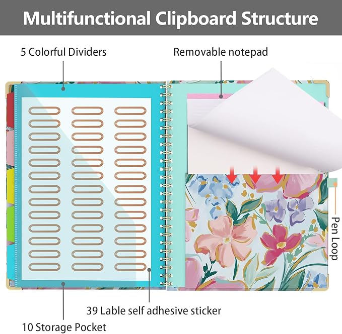 Clipboard Folio with Storage 8.5 X 11 Padfolio Notebook, Clipboards with - Image 3