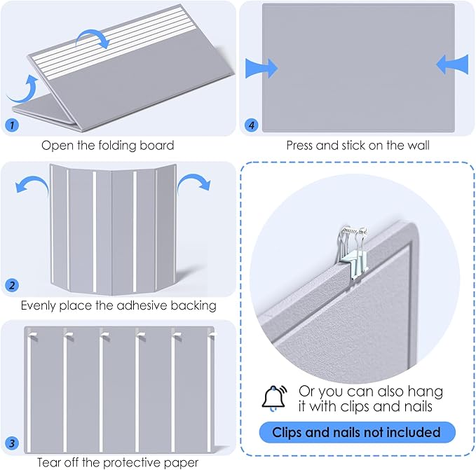MaxGear Extra Large Bulletin Board 72" x 48", Foldable Felt Board Vision Board Supplies, Cork Board for Office, Home, School, Small Pin Boards for Walls Decorative Display Board Moonlight Gray-DeskLoop Office