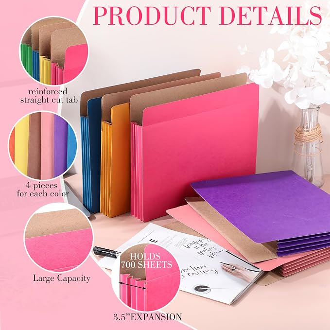Tenceur 36 Pcs Expanding File Pocket Folder Organizer Letter Size Expandable - Image 4