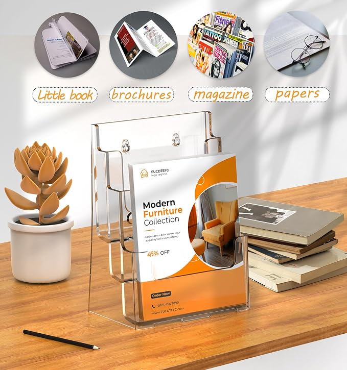 FUCDTEFC 2 Pack Acrylic Brochure Holder 8.5x11 & 4 x9 Inches Universal - Image 8