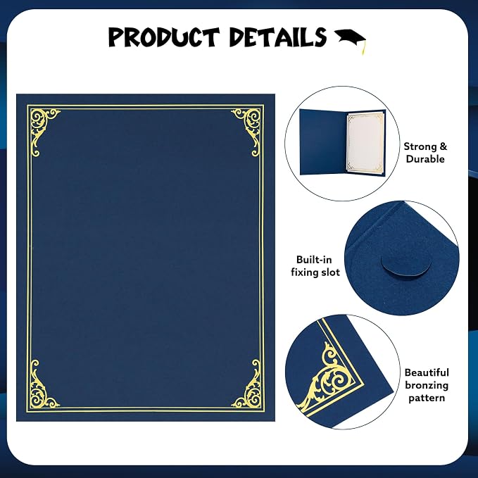 24 Pack Navy Blue Certificate Holders - Image 3