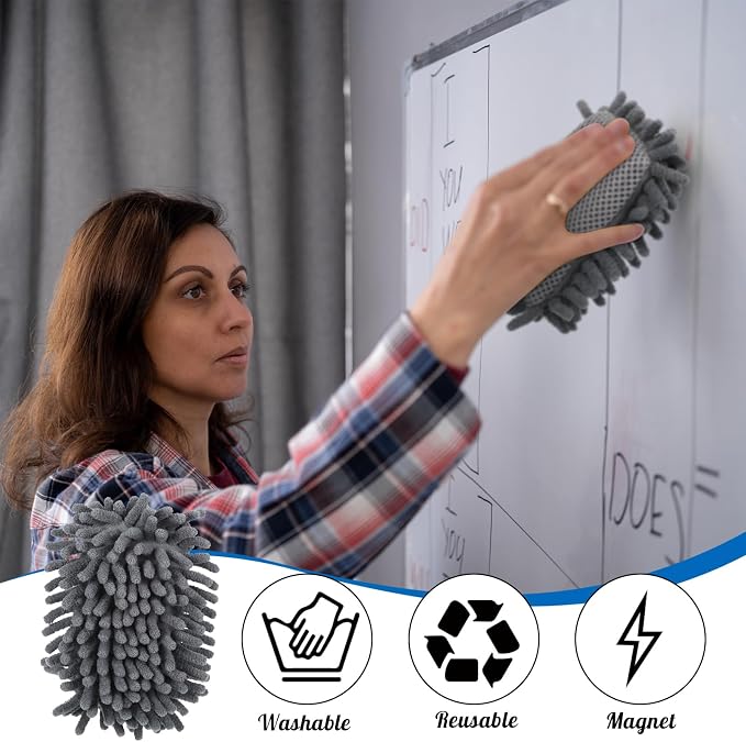 Sherr 18 Pcs Microfiber Shag Magnetic Dry Erase Erasers Washable Whiteboard - Image 4