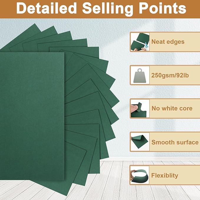120 Sheets Dark Green Cardstock 8.5 x 11 Craft Paper, 92lb Christmas Green Card stock Printer Paper for DIY Cards, Wedding, Invitations, Birthday-DeskLoop Office