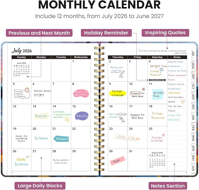 Planner 2026-2027, Monthly and Weekly Academic Planner July 2026 - Image 2
