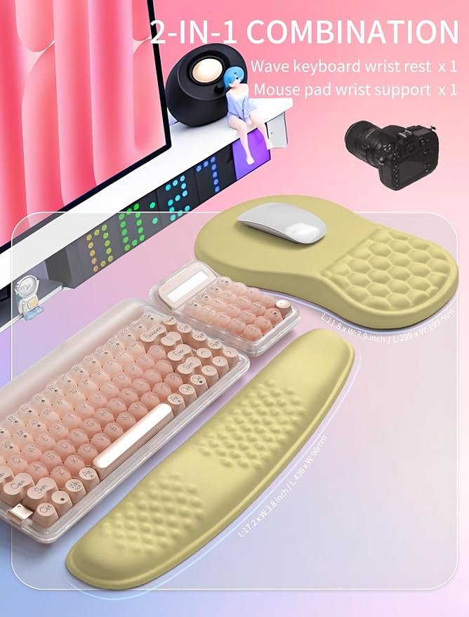 Hokafenle 2in1 Combination, Wave Keyboard Wrist Rest and Ergonomic Curvature - Image 5