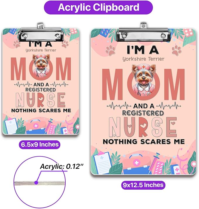 I'm a Yorkshire Terrier Mom and a Registered Nurse Nothing Scares Me Acrylic - Image 5