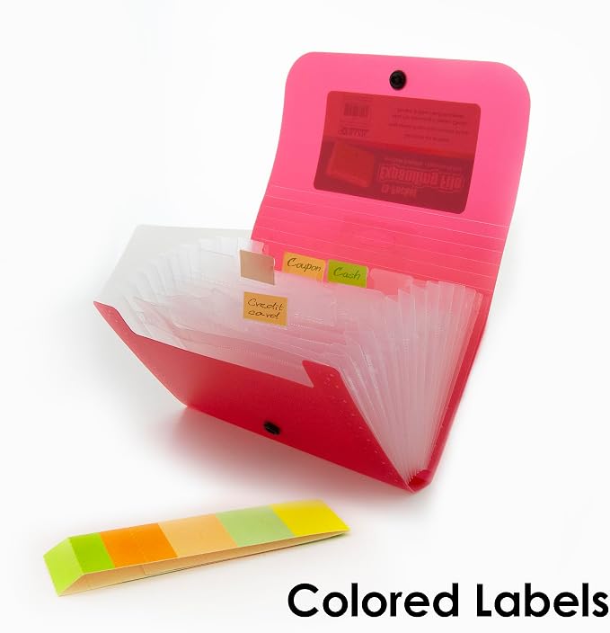 BAZIC 5-Pockets Coupon/Personal Check Size Expanding File | Assorted 13-pocket - Image 5