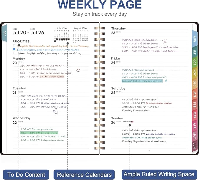Planner 2026-2027, Weekly and Monthly Academic Year Calendar Planner, July 2026 - Image 2
