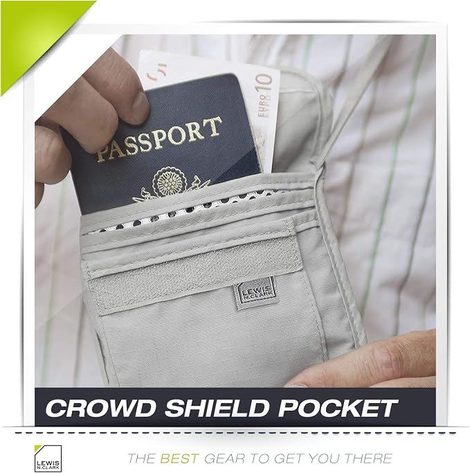 Lewis N. Clark RFID Blocking Stash Neck Wallet, Travel Pouch + Passport Holder - Image 8