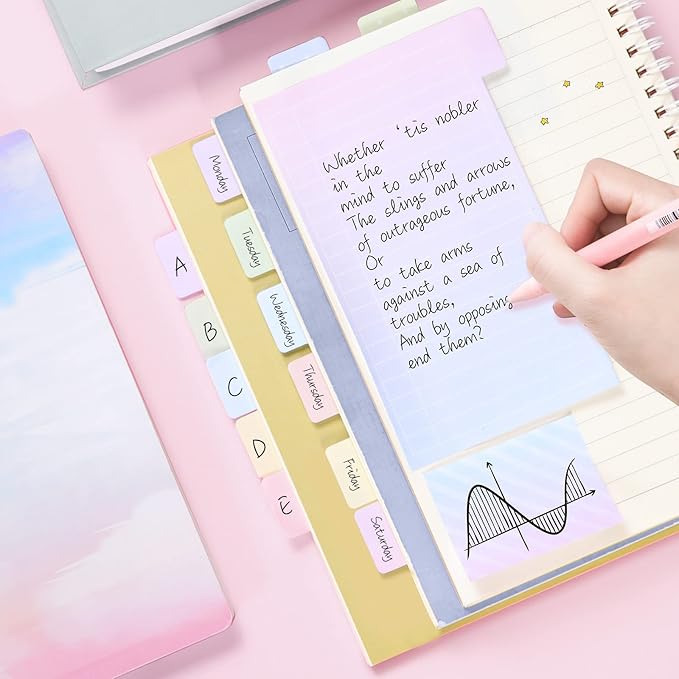 Hommie Sticky Notes Set Tabs 410 Pack Color Pads Divider Sticky Notes with Bookmark Index for School Supplies, 60 Ruled, 40 Per Dotted, 60 Per Rectangular, 6x25 Index Tabs-DeskLoop Office