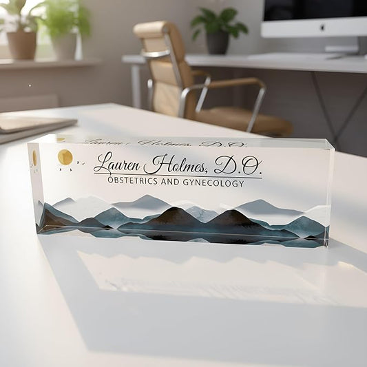 Personalized Acrylic Desk Plaque, Customizable Acrylic Name Plate Block by Artblox