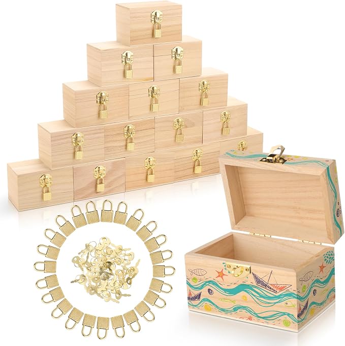 CroBlissful 24 Set 48 Pcs Unfinished Wooden Box - Image 7
