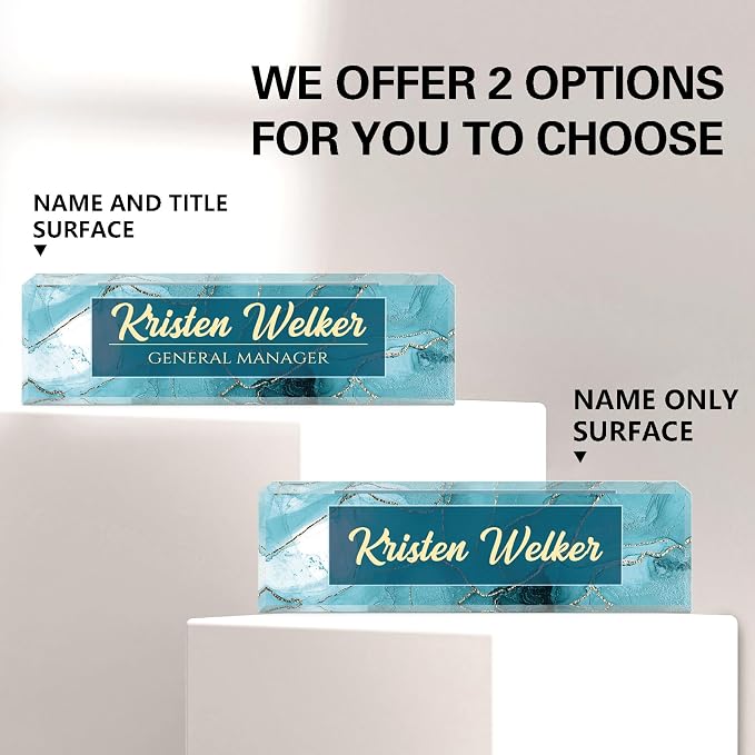 Name Plate for Desk, Desk Name Plate Personalized, Cyan Office Decor for Women - Image 2