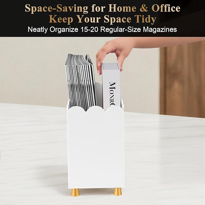 Acrylic Magazine Holder, Magazine Rack Floor, Sleek White Stylish Organizer - Image 5