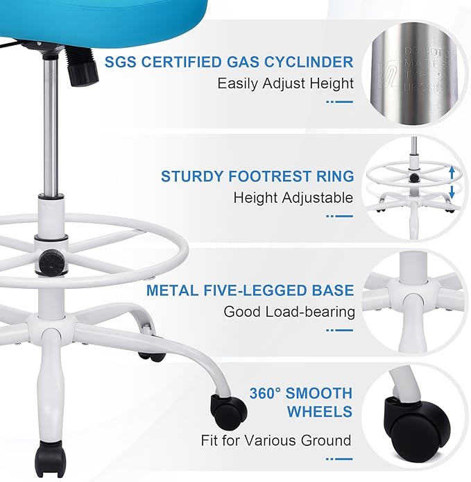 HYLONE Tall Drafting Chair Standing Desk Chair with Flip-Up Armrests, Adjustable Height Ergonomic Office Chair with Footrest Ring - High Stool Chair for Standing Desk (Blue)-DeskLoop Office