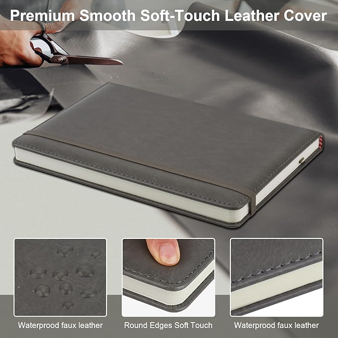 ZCZN 6 Pack Lined Journal Notebooks, 192 Pages A5 Hardcover Leather Journals for Work,Writing,School & Travel, College Ruled Journaling Notebooks for Notes Taking,Diary Notepad (Light Green*6)-DeskLoop Office