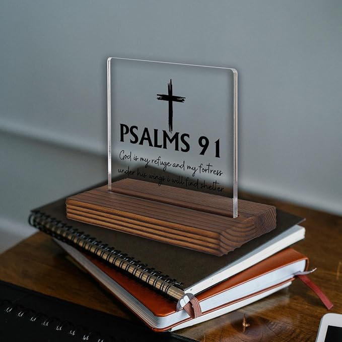 Psalm 91 Desk Sign, Christian Bible Verse Decor - Image 2