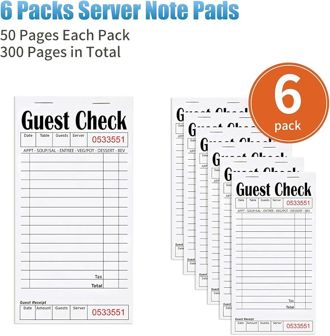 ZPARIK 6 Pack white Guest Checks Books - Image 4