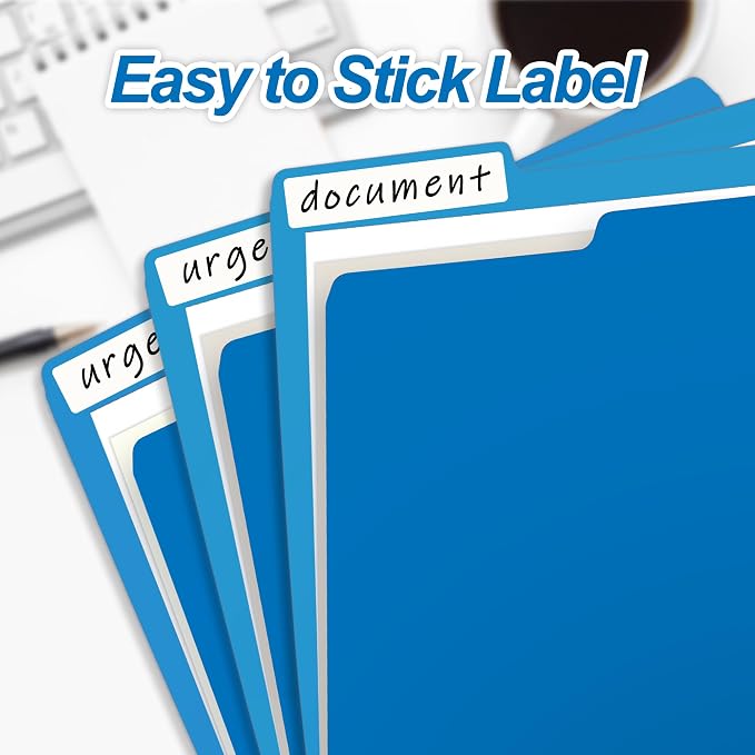 VZCPYTPM 100 Packs Blue File Folder, 1/3-Cut Tabs, Heavy Duty Paper File - Image 6