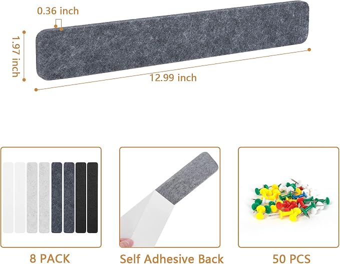 8 Packs Felt Pin Board Bar Strips Bulletin Board - Image 4