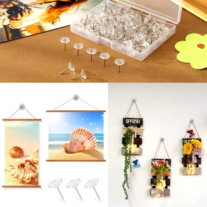 150 PCS Push Pins, Standard Plastic Head Steel Point Clear Thumb Tacks - Image 5