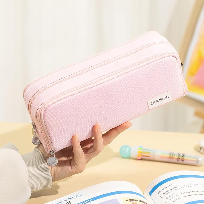 CICIMELON Large Capacity Pencil Case 3 Compartment Pouch Pen Bag - Image 2