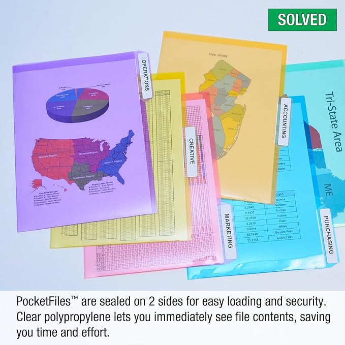 Ultimate Office PocketFile Clear Poly Document Folder Project Pockets, Letter - Image 3