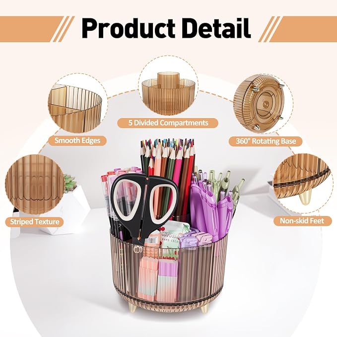 360 Rotating Pen Pencil Holder for Desk, Pen Organizer - Image 5