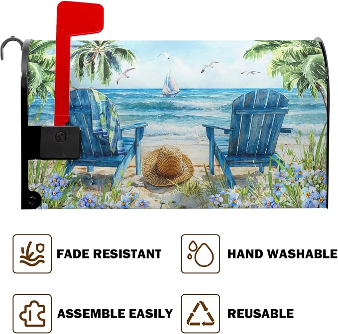 Summer Beach Mailbox Covers Magnetic Nautical Ocean Sea Mailbox Cover Standard - Image 7