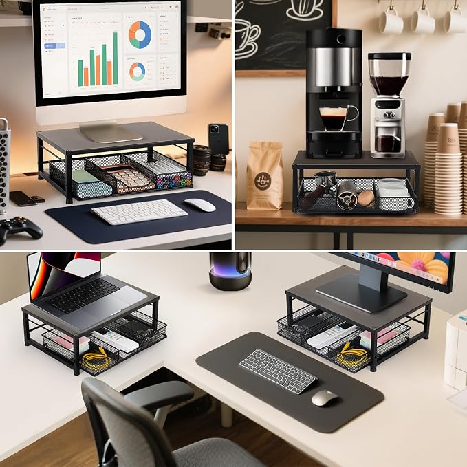Small Laptop Stand for Desk, Monitor Stand Riser, Desk Organizer for Office - Image 4