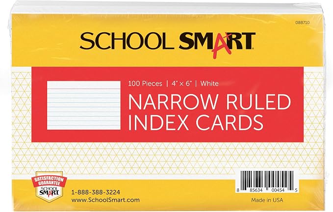 School Smart Ruled Index Card, 4 x 6 Inches, 90 lbs by SchoolSmart