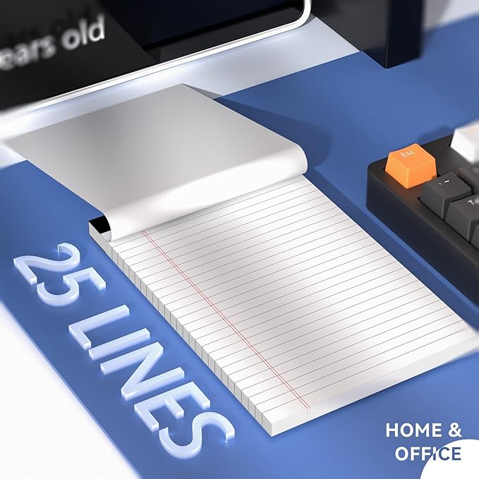 5" x 8" Note Pads 48 Pack of Legal Pads 30 Sheets Notepad College Ruled Small Writing Pads Perforated Pages Paper Pads 80GSM Heavyweight Paper Note Pads for Home, Office, or School-DeskLoop Office