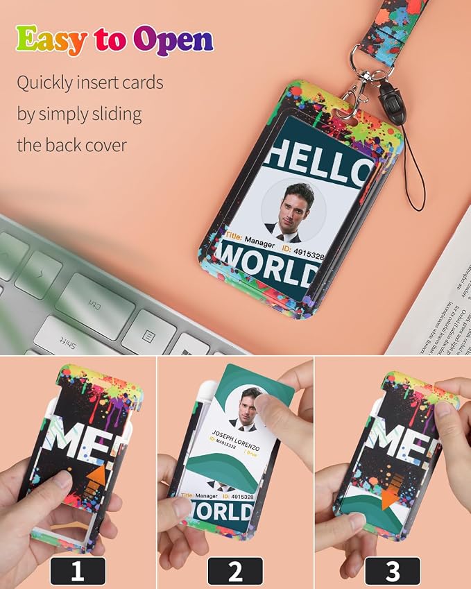 Uniclife Fashionable Sliding Badge Holder Paint Splash Plastic Case - Image 2