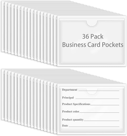 36 Pack Adhesive 2.4" x 3.9" Index Card Pockets by BESARME