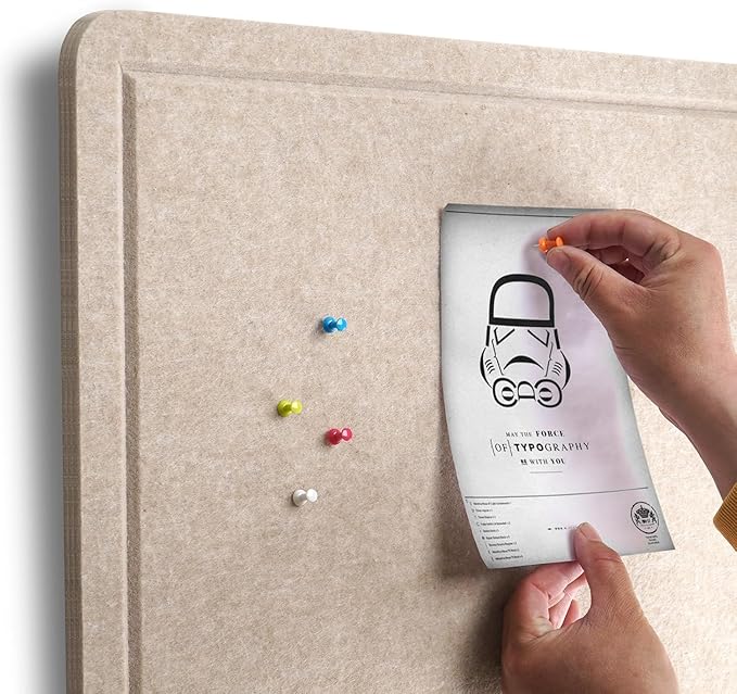 Large Bulletin Board, 48 X 36 inches Felt Board Notice Pin Board, 4' x 3'Cork Board Alternative for Wall, Self-Adhesive Vision Board Mood Board Foldable Photo Board with 30 Pushpin (Beige Brown)-DeskLoop Office