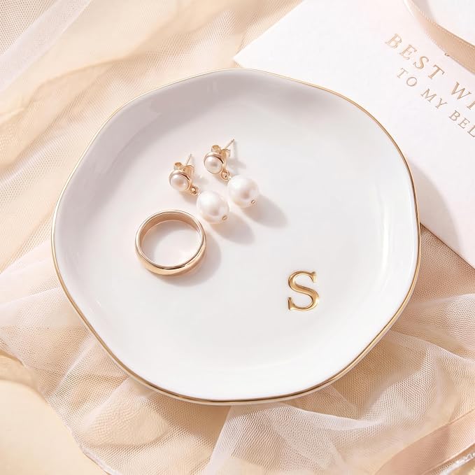 Ceramic Jewelry Tray, Personalized Initial Jewelry Dish by GIVITASOT
