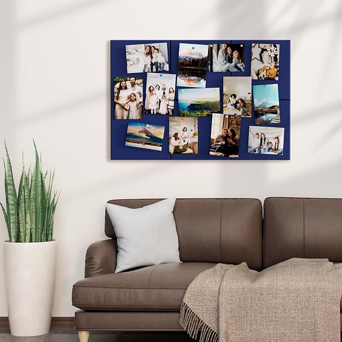 MaxGear Felt Bulletin Board 36" x 24", Dark Blue Felt Wall Tiles Push Pins | - Image 8