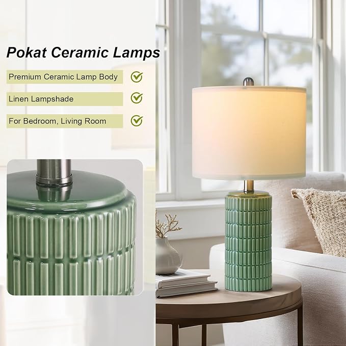 PoKat 20.75" Small Modern Ceramic Table Lamps Set of 2 - Image 7