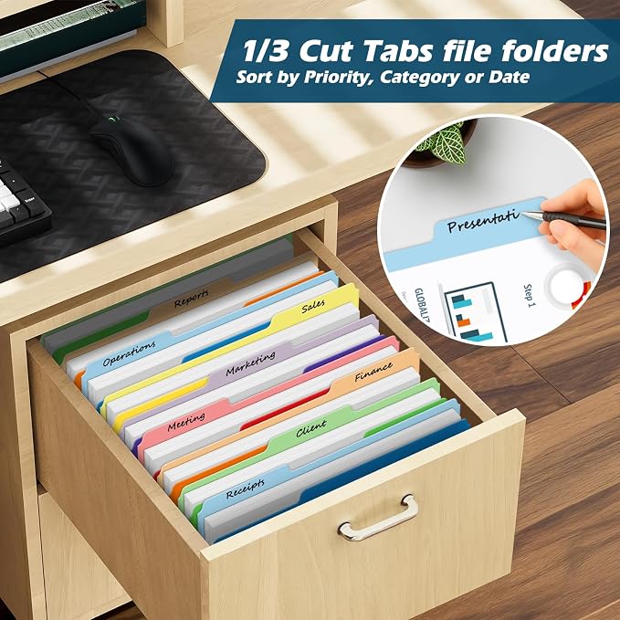 120 Pack Two-Tone Color File Folders, Bulk Letter Size Folders - Image 3
