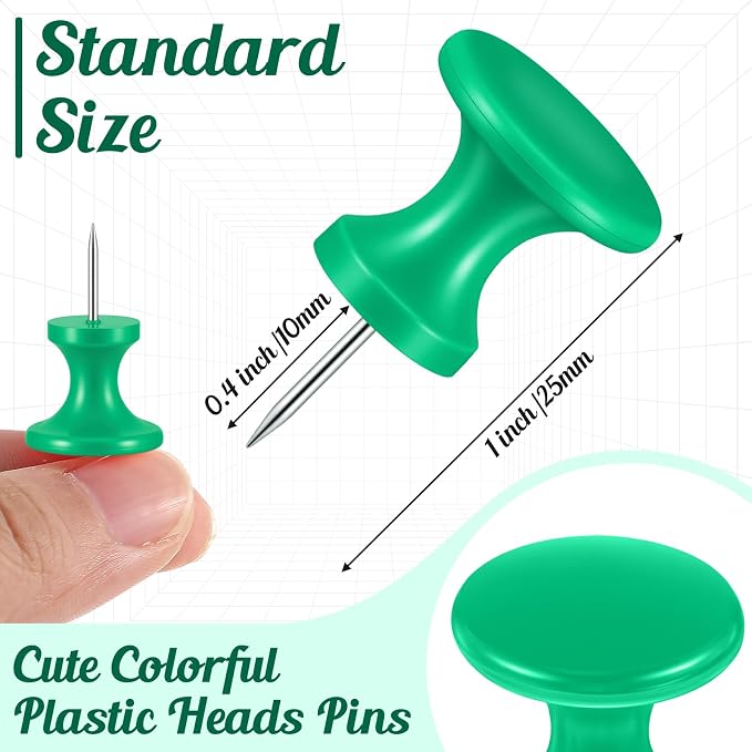 Outus 60 Pcs Giant Push Pins Jumbo Tacks 1/1.8inch Plastic Head - Image 2
