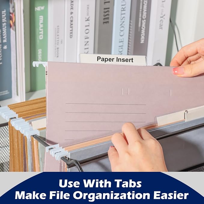 100 Pcs Hanging File Folder Paper Inserts 3-1/2 Inch Off White Blank File Tab - Image 6